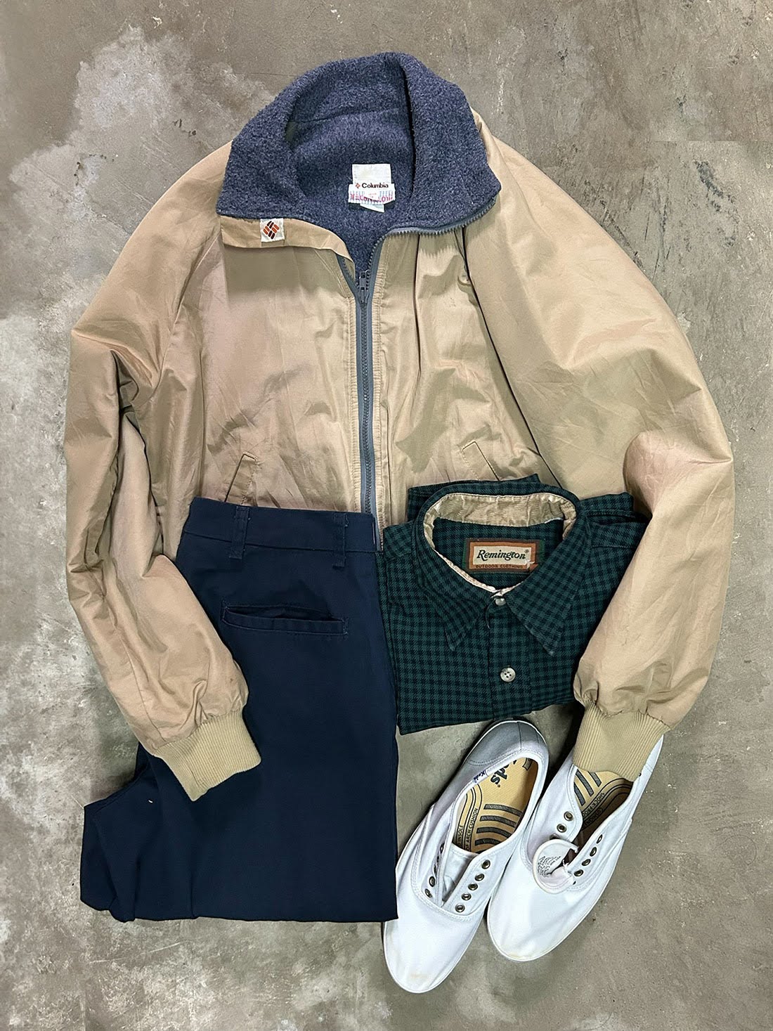 Remington 長袖チェックネルシャツ ×　Columbiaジップアップジャケット