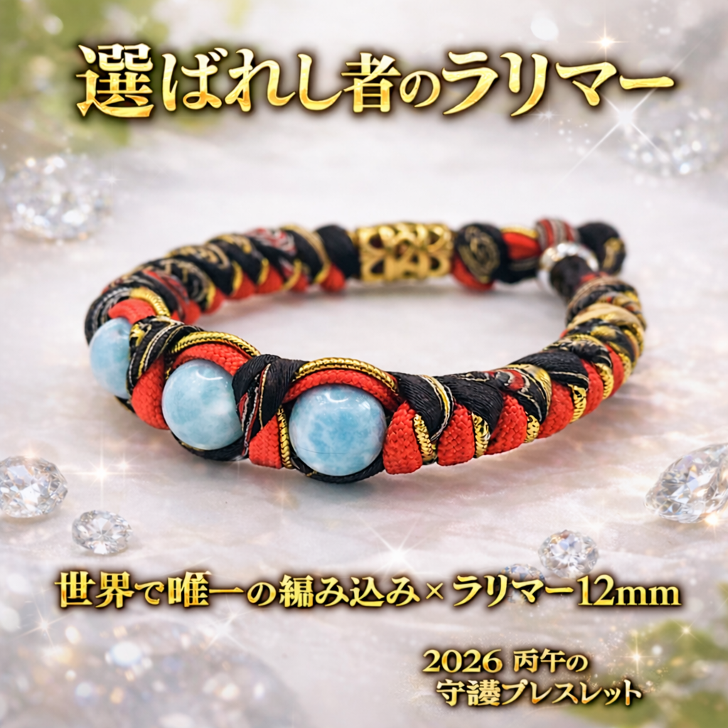 選ばれし者のラリマー12mm｜世界で唯一の編み込み守護ブレスレットで、2026年を信じて生きる