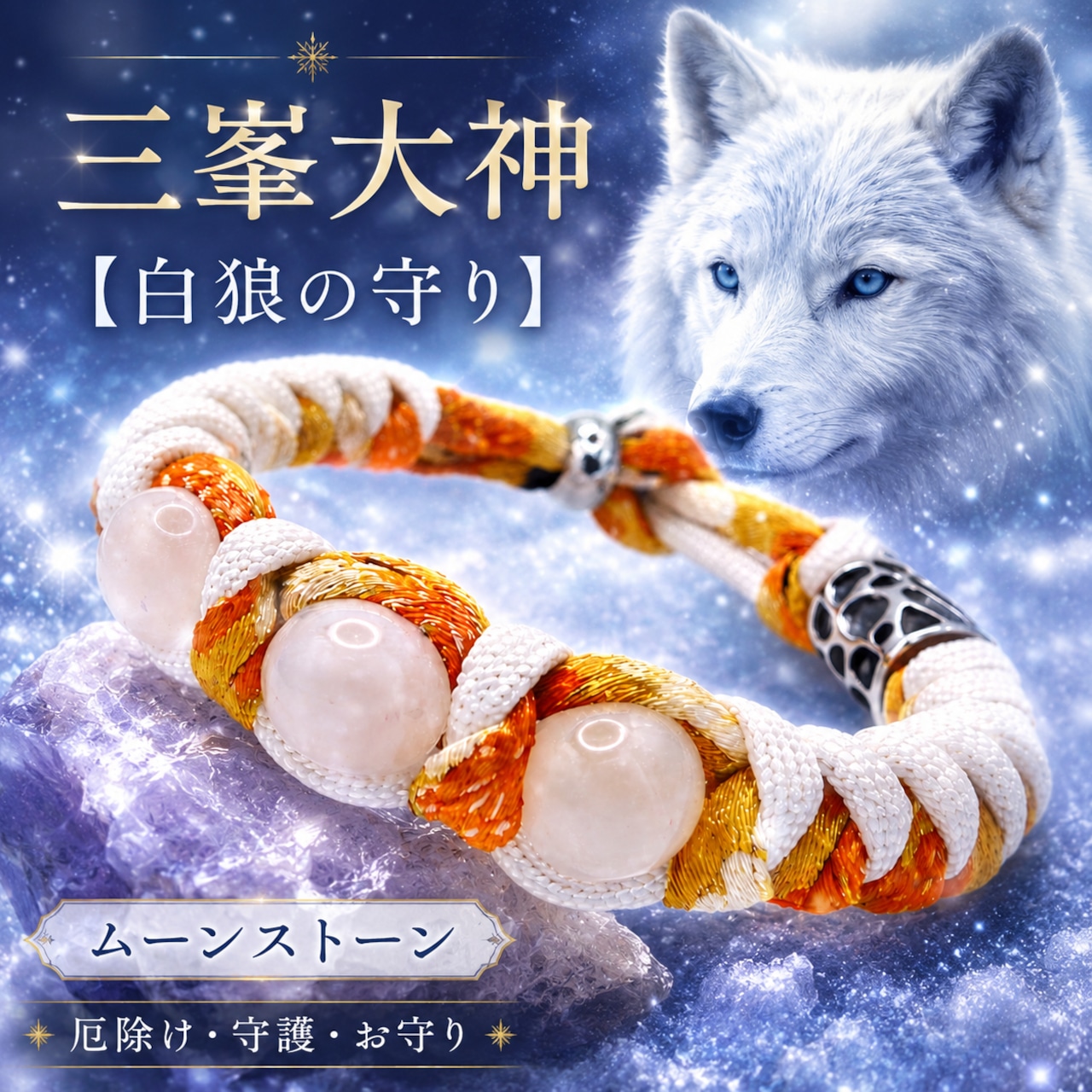 【三峯大神、復活します】人気の白狼の守り|ムーンストーン産霊ブレスレット再販のお知らせ