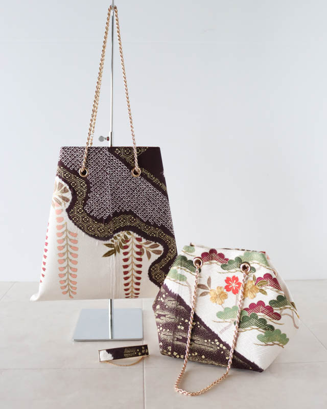 赤の印象的な振袖ドレスからバッグへリメイク