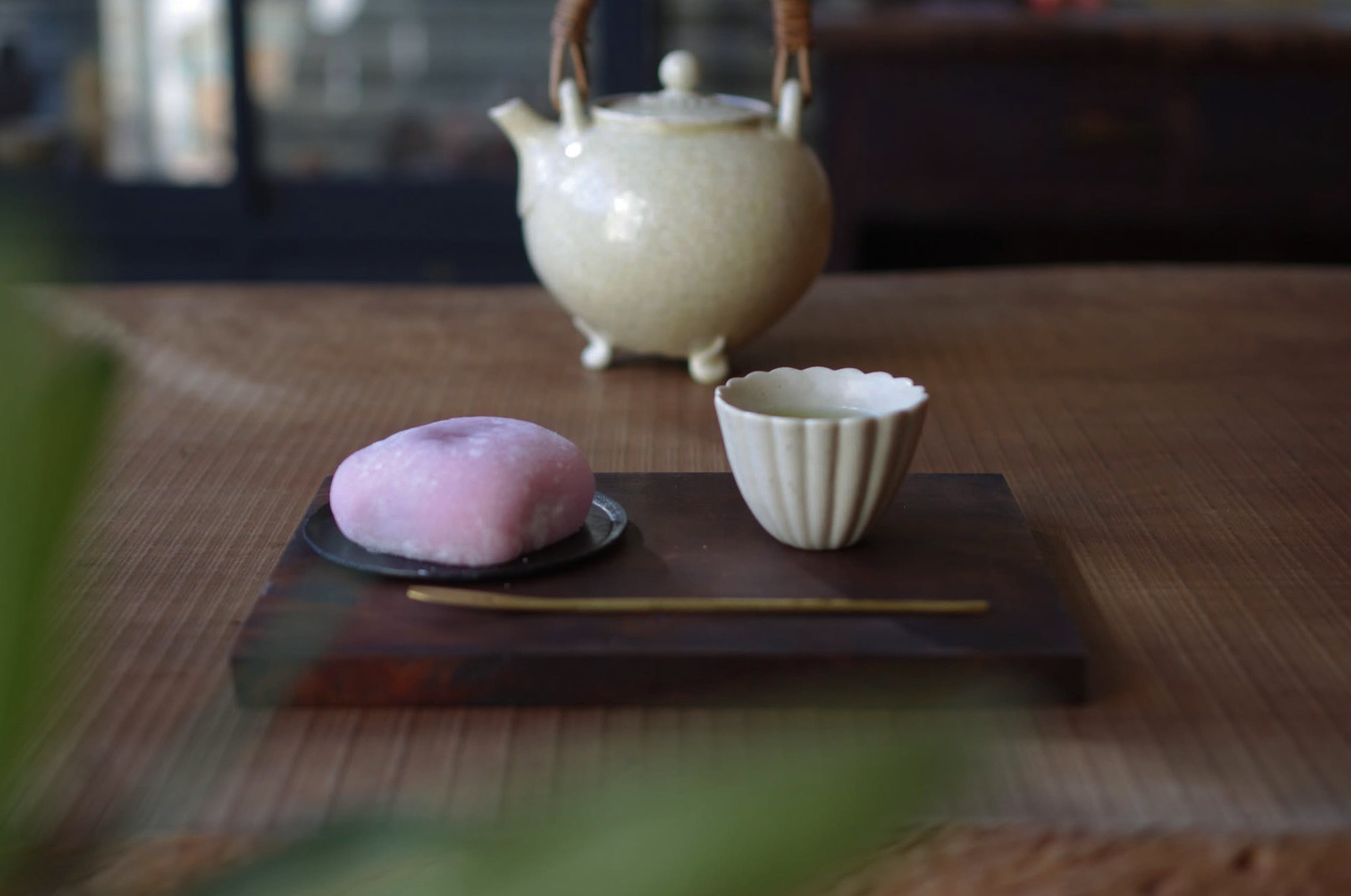 お茶と苺大福