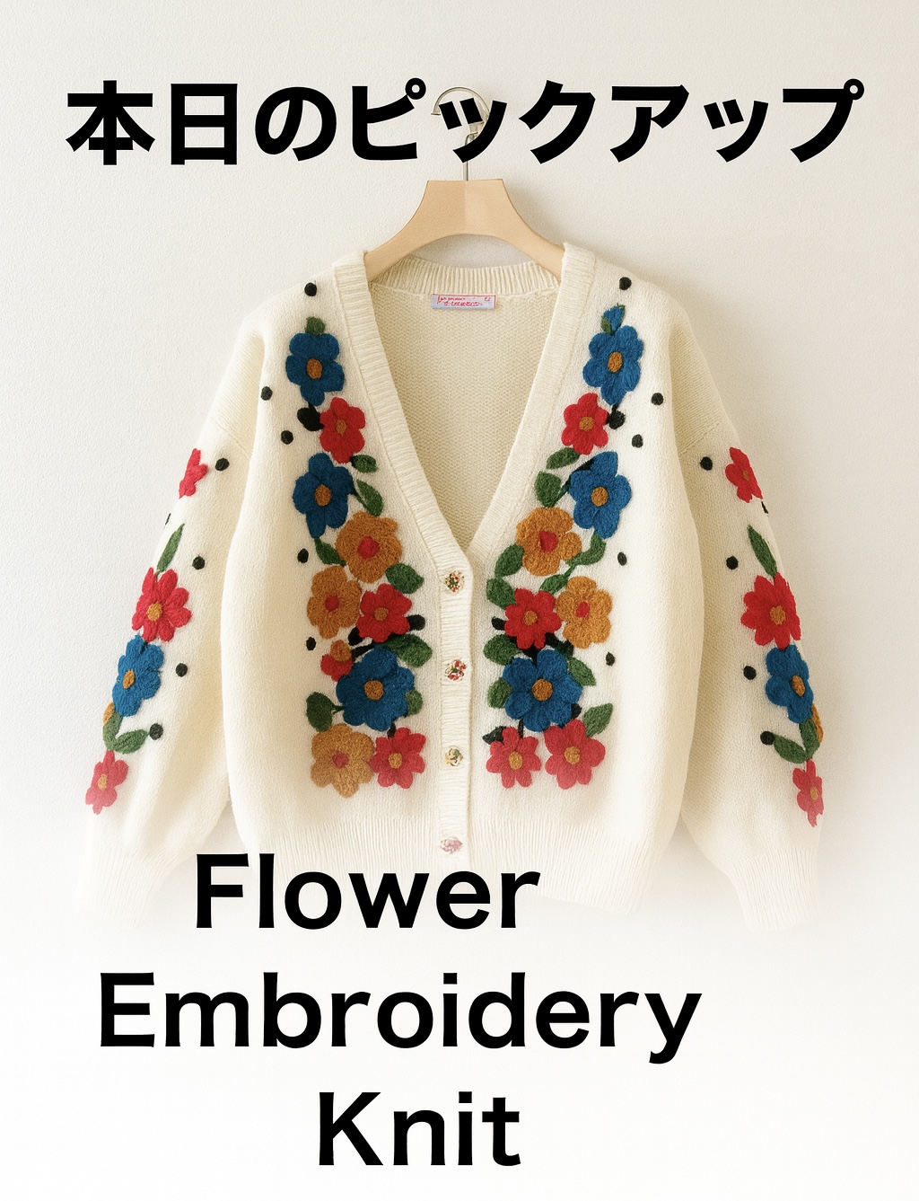 【今日のセレクト𓂃 Flower Embroidery Knit 🌼】