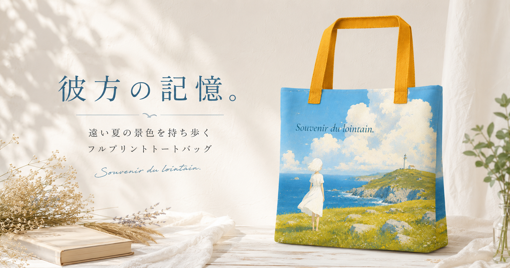彼方の記憶。|遠い夏の景色を持ち歩くフルプリントトートバッグ