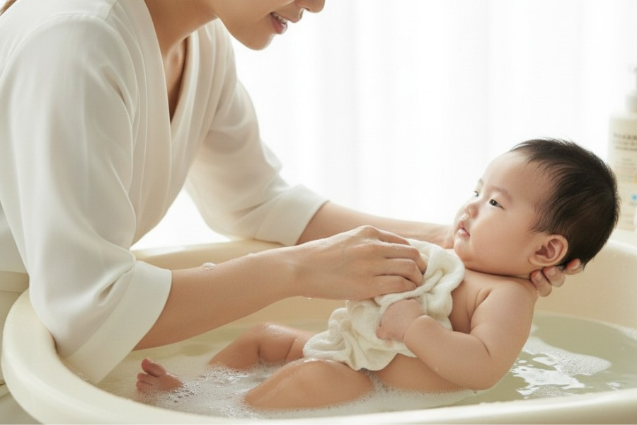 赤ちゃんの沐浴はいつまで？生後1か月が卒業の目安｜お風呂への移行方法も解説