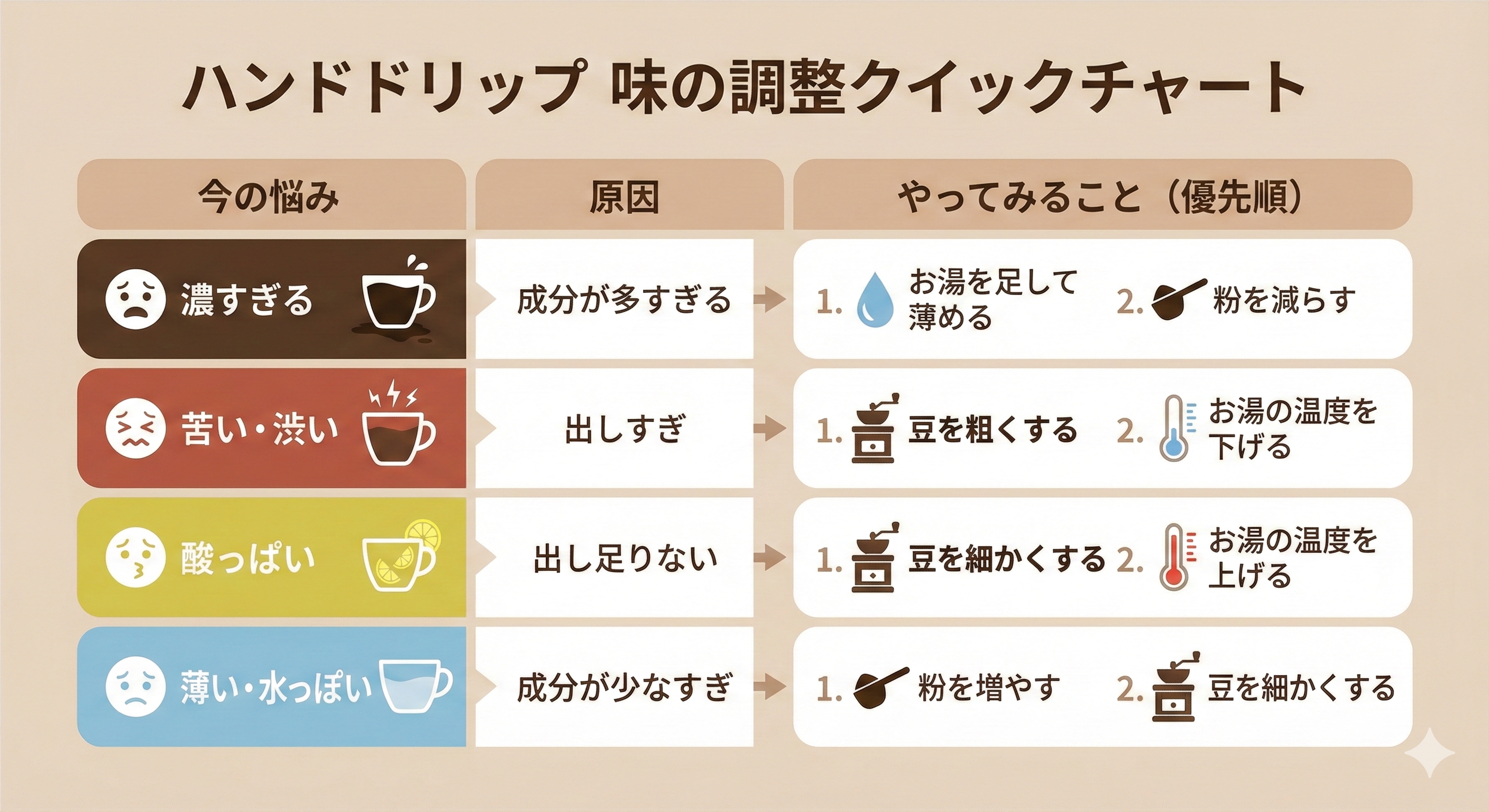 「苦すぎる」「酸っぱい」は卒業！ハンドドリップの味を自分好みに変えるコツ