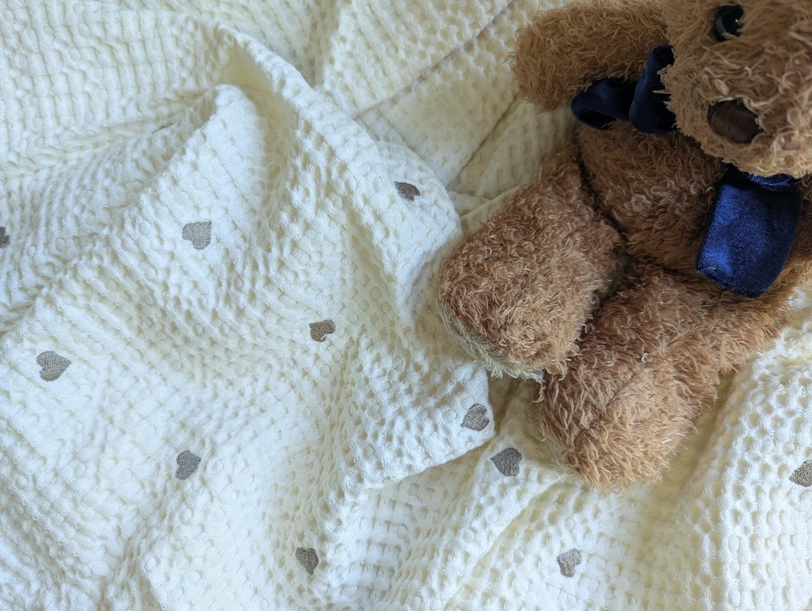ふわもち♡ハート刺繍が可愛いモーダル混ワッフル