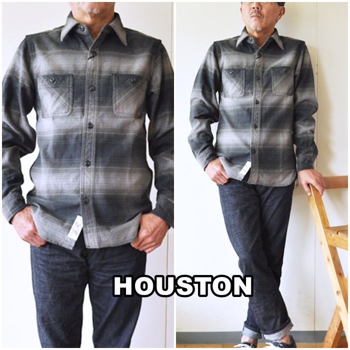 HOUSTON 　ヒューストン 　40872　チェックビエラシャツ　オンブレネルシャツ