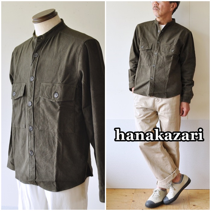 hanakazari ハナカザリ　バンドカラーシャツ 28003　長袖シャツ