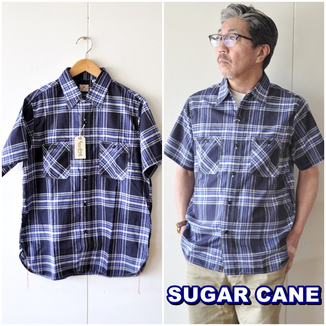 ＳＵＧＡＲＣＡＮＥ　シュガーケーン　マドラスチェック半袖ワークシャツ　ＳＣ３８４３６　