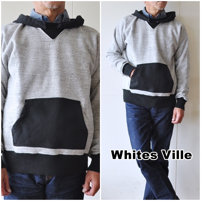 WHITES VILLE ホワイツビル後付けフード プルオーバー スウェットパーカー