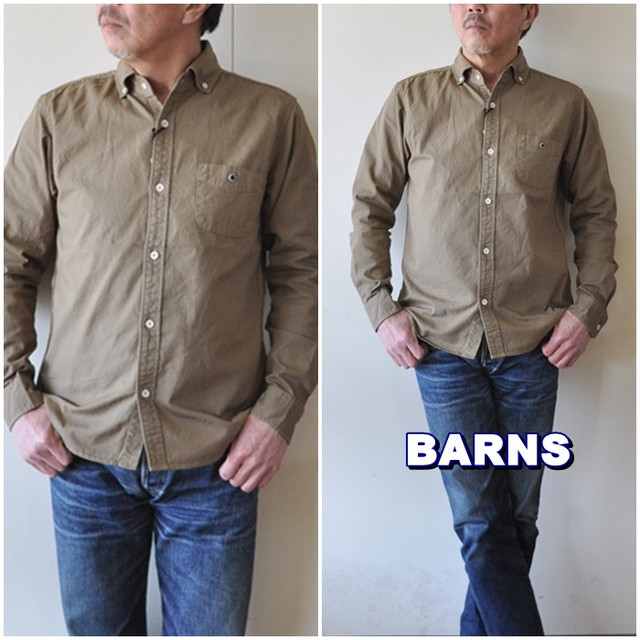 BARNS バーンズ 　長袖シャツ　ボタンダウンシャツ　 VINTAGE仕様 　 ＢＲ４９６５Ｎ