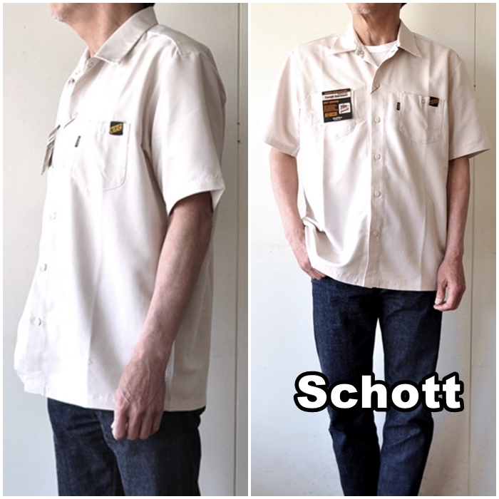 schott　ショット　半袖オープンカラーワークシャツ　3115057 半袖シャツ