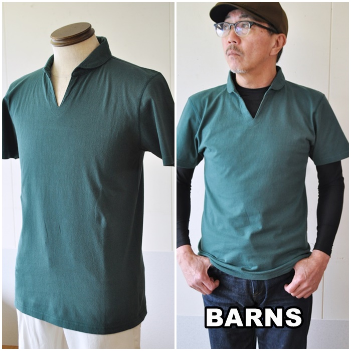 BARNS バーンズ　 スキッパー 半袖ポロシャツ  BR-7100 スキッパーポロ