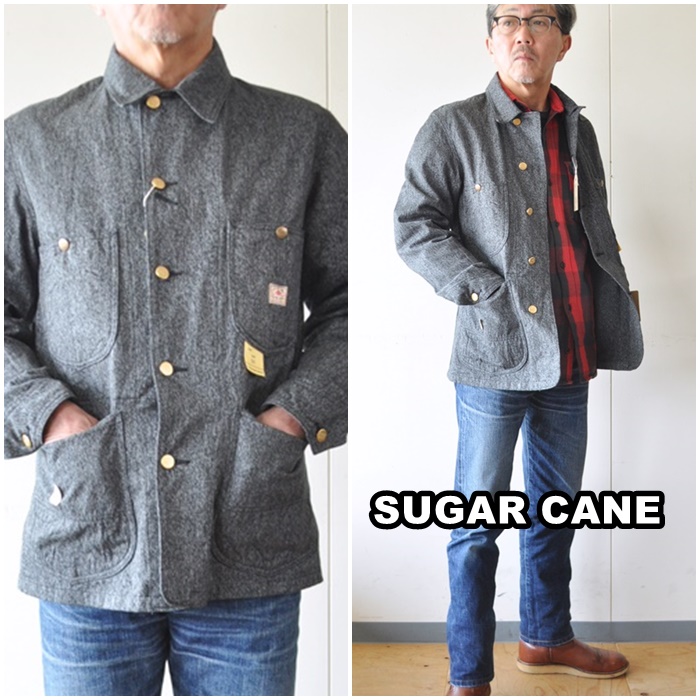 SUGAR CANE　シュガーケーン　カバーオール ブラックコバート 　杢グレー