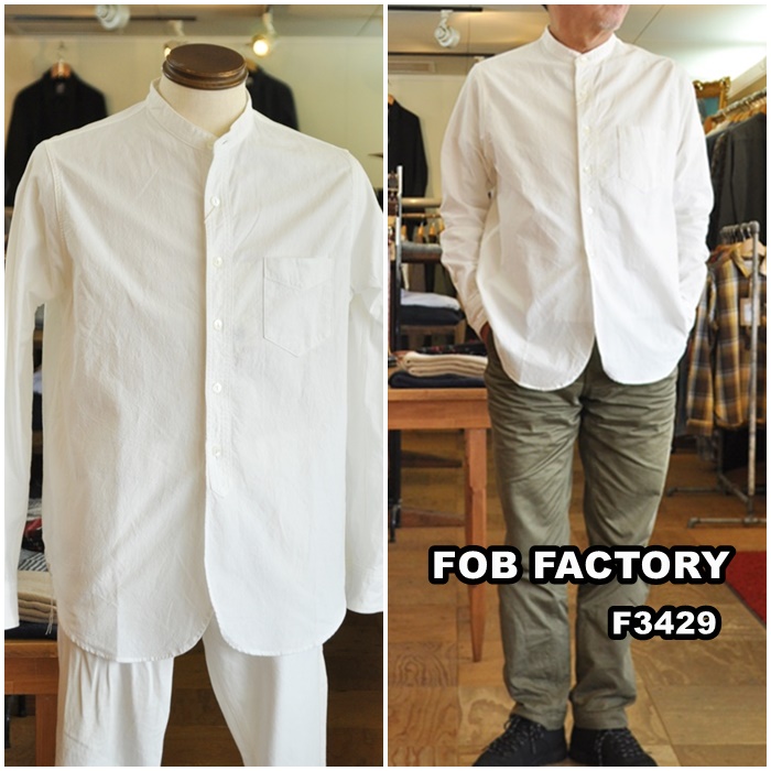 FOB FACTORY(エフオービーファクトリー) 　 バンドカラー長袖シャツ