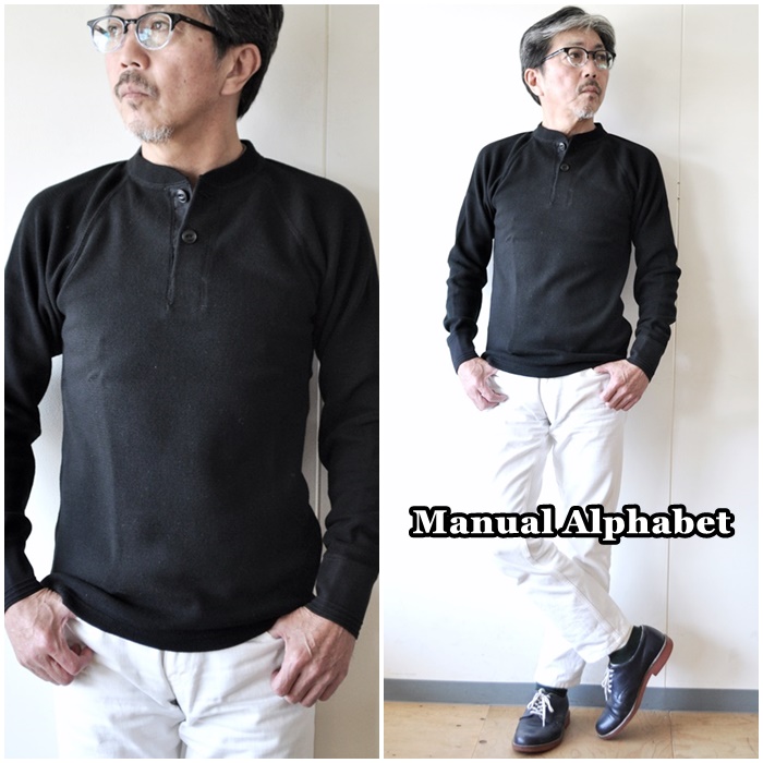 ＭＡＮＵＡＬＡＬＰＨＡＢＥＴ　マニュアルアルファベット　ハーフフライス　ヘンリーネックＴシャツ
