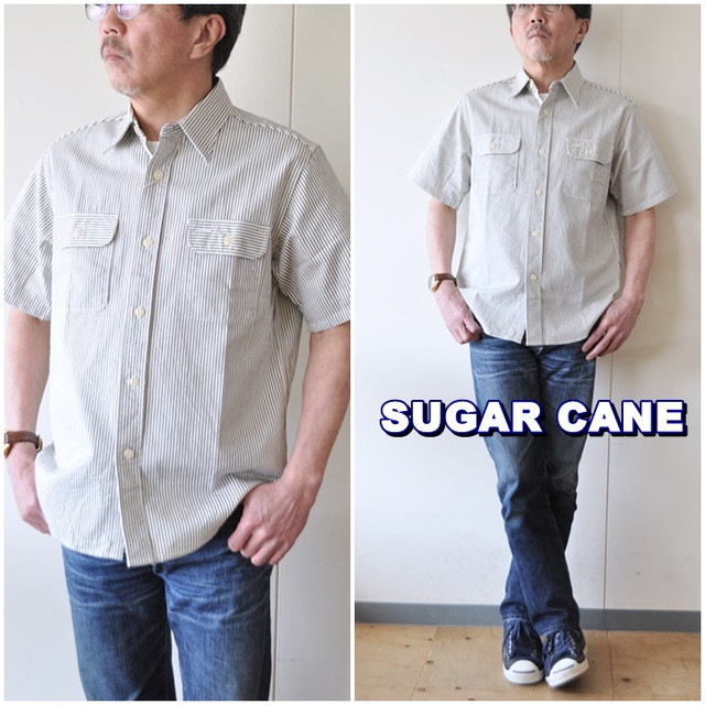 ＳＵＧＡＲＣＡＮＥ　シュガーケーン　東洋エンタープライズ　ＴＯＹＯ半袖シャツ　ヒッコリーワーク