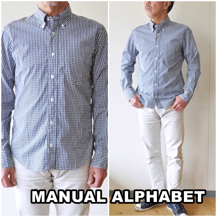 MANUALALPHABET　 マニュアルアルファベット　ギンガムチェックシャツ　ボタンダウン