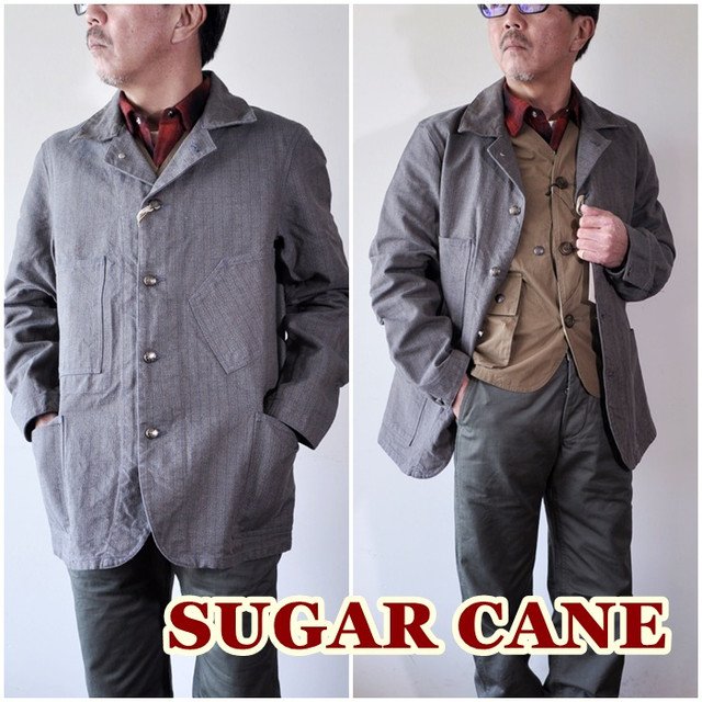 シュガーケーン（ＳＵＧＡＲＣＡＮＥ）から、新作　コバートストライプ　 ビンテージワークコート