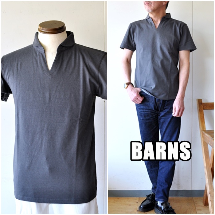 BARNS バーンズ　 スキッパー 半袖ポロシャツ  BR-7100