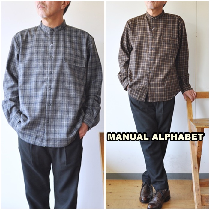manualalphabet 　マニュアルアルファベット　ウールシャツ　チェックシャツ