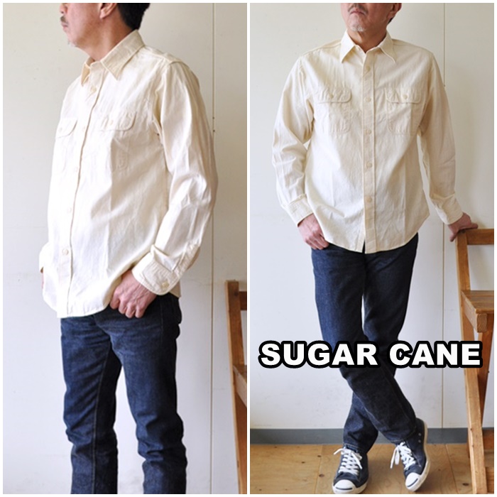 シュガーケーン 　SUGAR CANE 　ホワイトシャンブレーワークシャツ  SC27851　