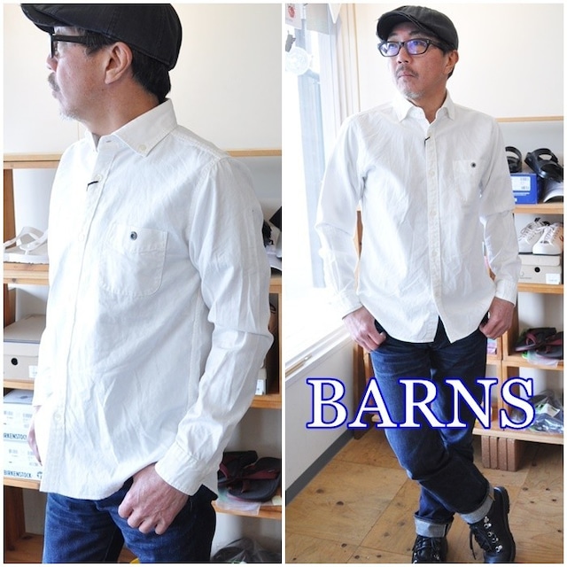BARNS バーンズ 　長袖　ボタンダウンシャツ 4965N