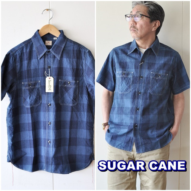ＳＵＧＡＲＣＡＮＥ　シュガーケーン　半袖ワークシャツ　ＳＣ３８４３４　ブロックチェック