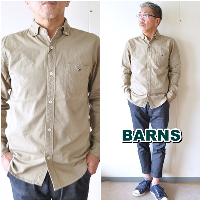 BARNS バーンズ 　長袖シャツ　ボタンダウンシャツ　 VINTAGE仕様 　 ＢＲ４９６５Ｎ