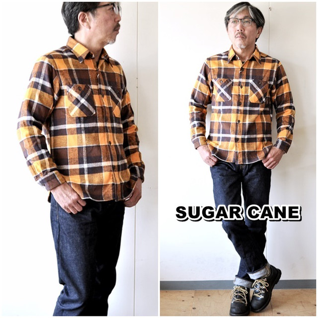 ＳＵＧＡＲＣＡＮＥ　シュガーケーン　長袖ツイルチェックシャツ　ネルシャツ　ＳＣ２８２３３
