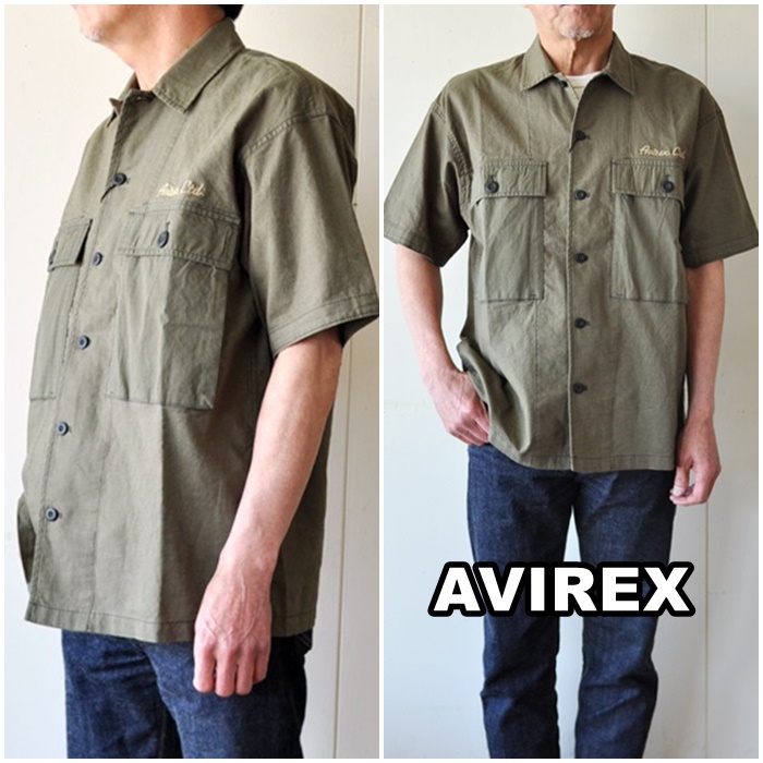 AVIREX 　アビレックス　サープラスコットンリネンシャツ 　6115117　半袖シャツ　