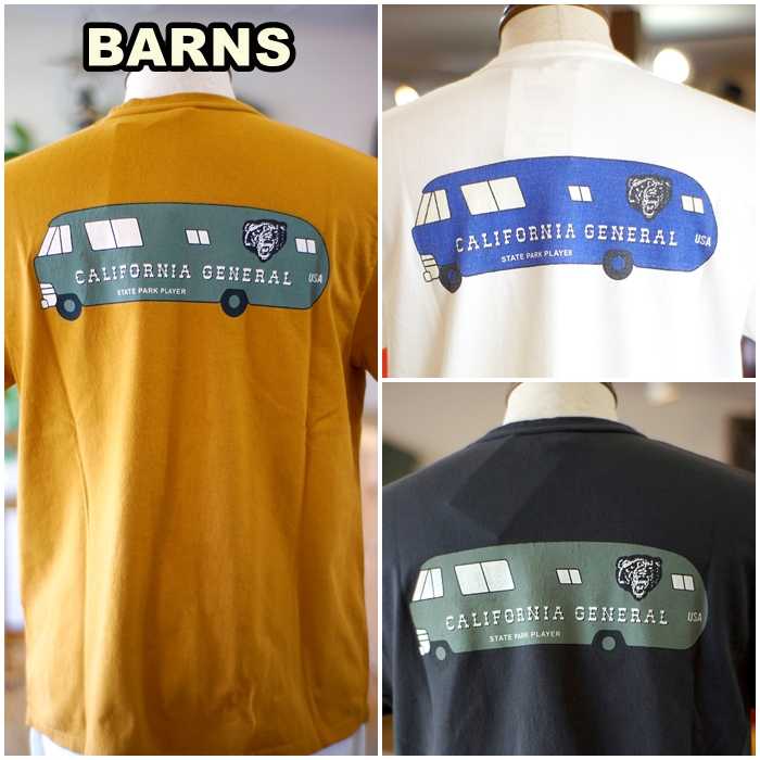 BARNS バーンズ　タフネック半袖プリントTシャツ　 23152