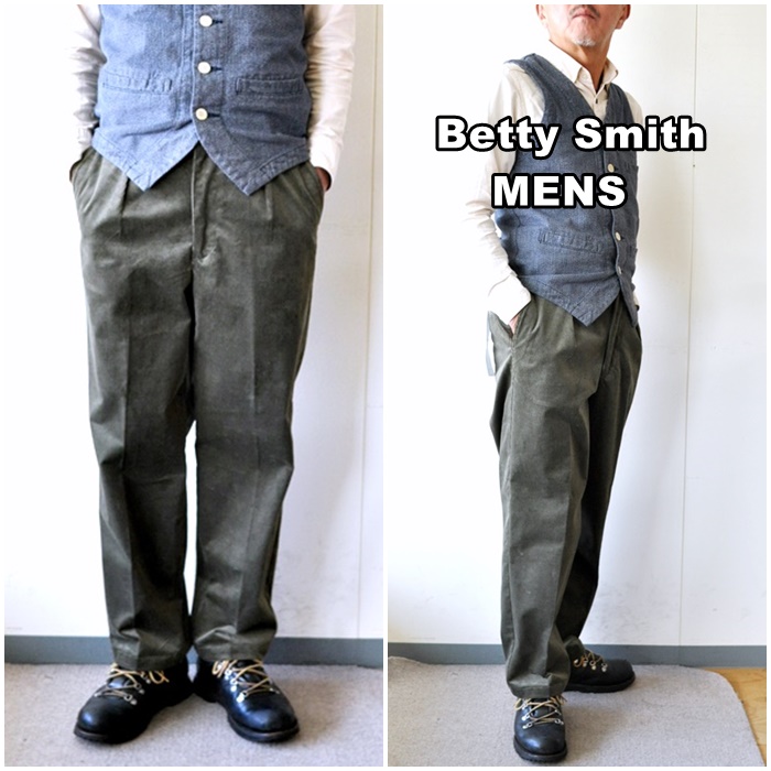 ベティスミス　メンズ　コーデュロイ　ワイドパンツ　BAM-5039D　タックパンツ　