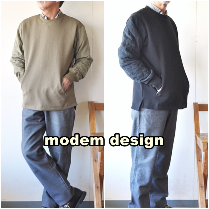 modemdesign 　モデムデザイン　袖キルティングスウェット　  2103851　