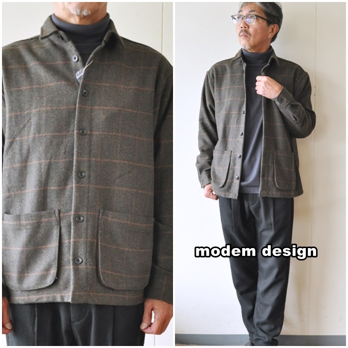 modemdesign 　モデムデザイン　ウールシャツジャケット　2006758　カバーオール