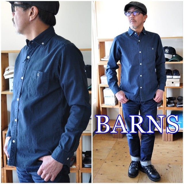 BARNS バーンズ 　長袖シャツ　ボタンダウンシャツ　 VINTAGE仕様 　 ＢＲ４９６５Ｎ