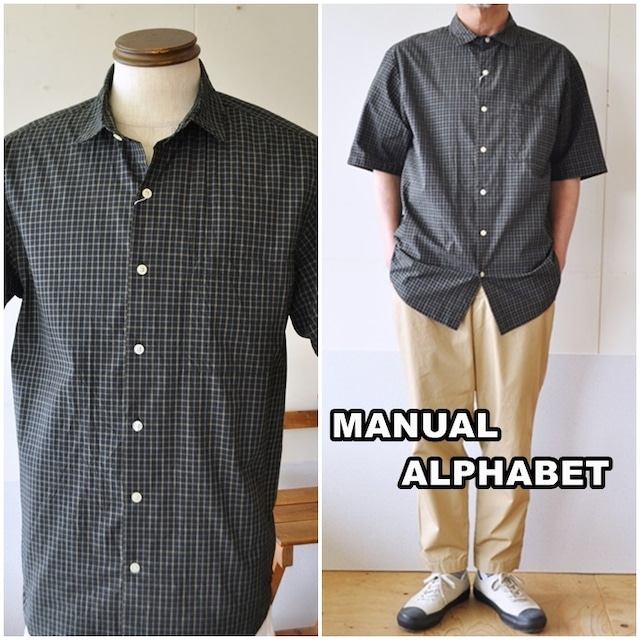 manualalphabet マニュアルアルファベット　半袖シャツ　チェックシャツ