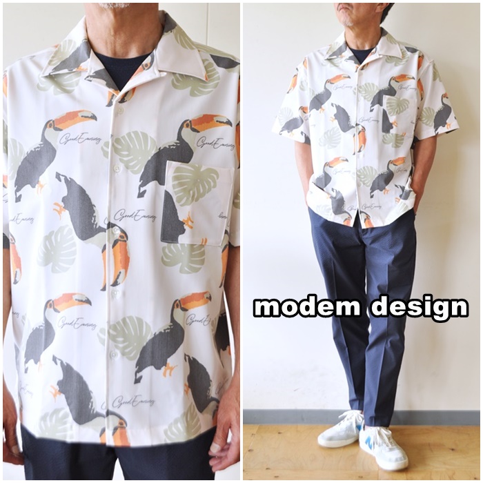 modemdesign 　モデムデザイン　半袖シャツ　アロハ　2101751　オープンカラー