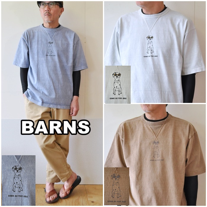 BARNS 　バーンズ　ピグメント加工　 ビッグT半袖 半袖Tシャツ　22294