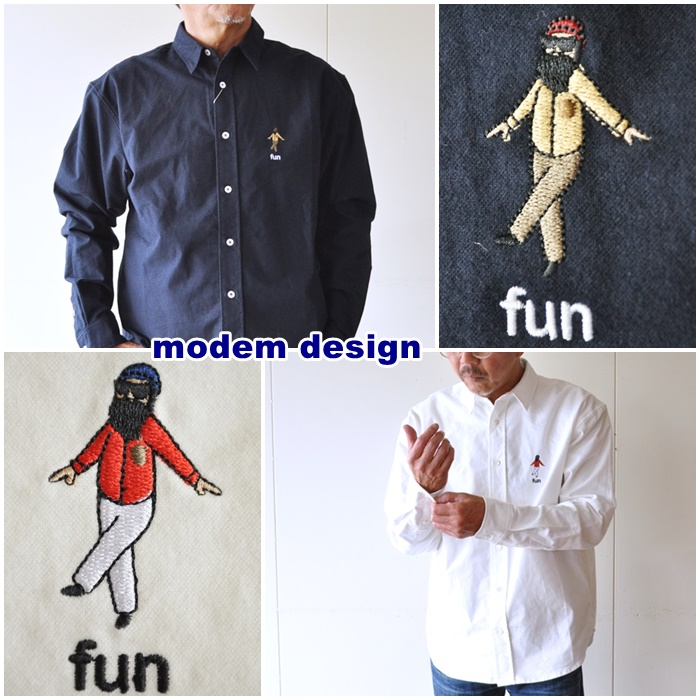 modemdesign モデムデザイン 長袖シャツ 　2006751　刺繍　レギュラーシャツ