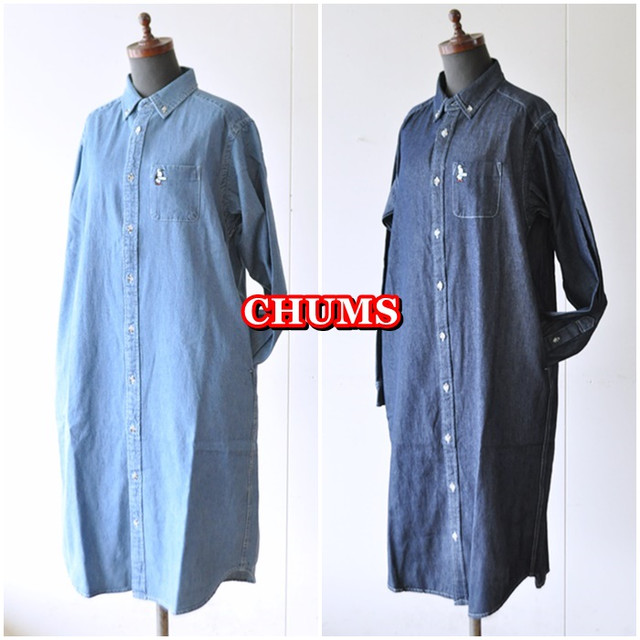 CHUMS チャムス　デニムシャツワンピース　レディース 女性用　シャツワンピ