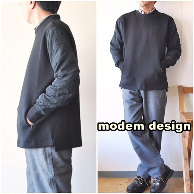 modemdesign 　モデムデザイン　袖キルティングスウェット　