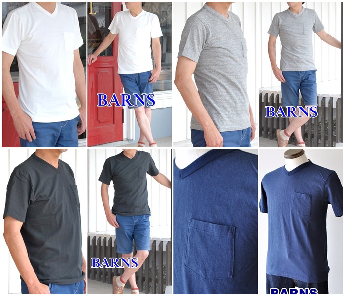 夏の定番アイテム VネックポケットTシャツ バーンズbarns