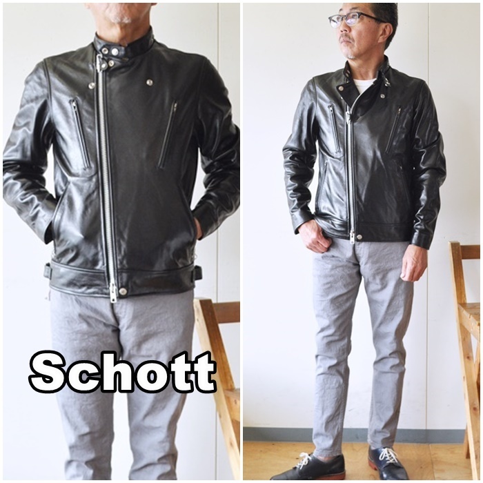 ショット 　Schott 　ライダースジャケット 　革ジャン ダブルブレストライダース