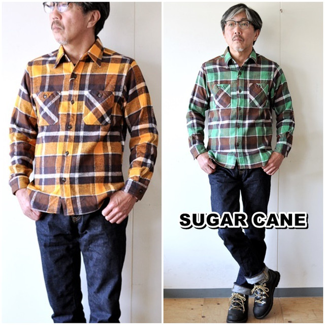 ＳＵＧＡＲＣＡＮＥ　シュガーケーン　長袖ツイルチェックシャツ