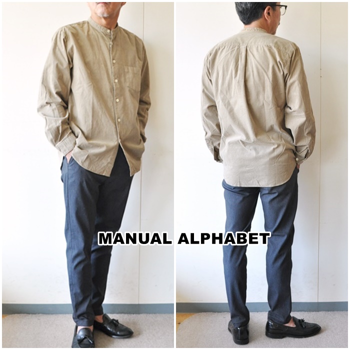 manualalphabet　マニュアルアルファベット　バンドカラーシャツ　コーデュロイ