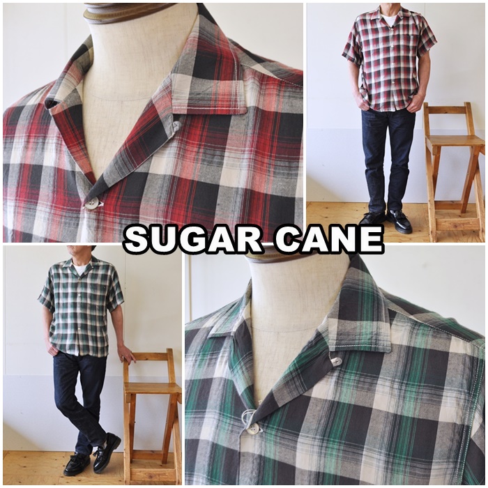 sugarcane シュガーケーン　オンブレチェック　オープンシャツ　sc38889