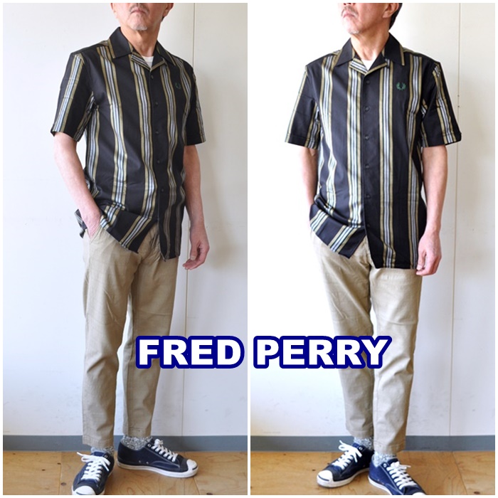 FREDPERRY フレッドペリー　オープンカラーシャツ　m1653 ストライプシャツ