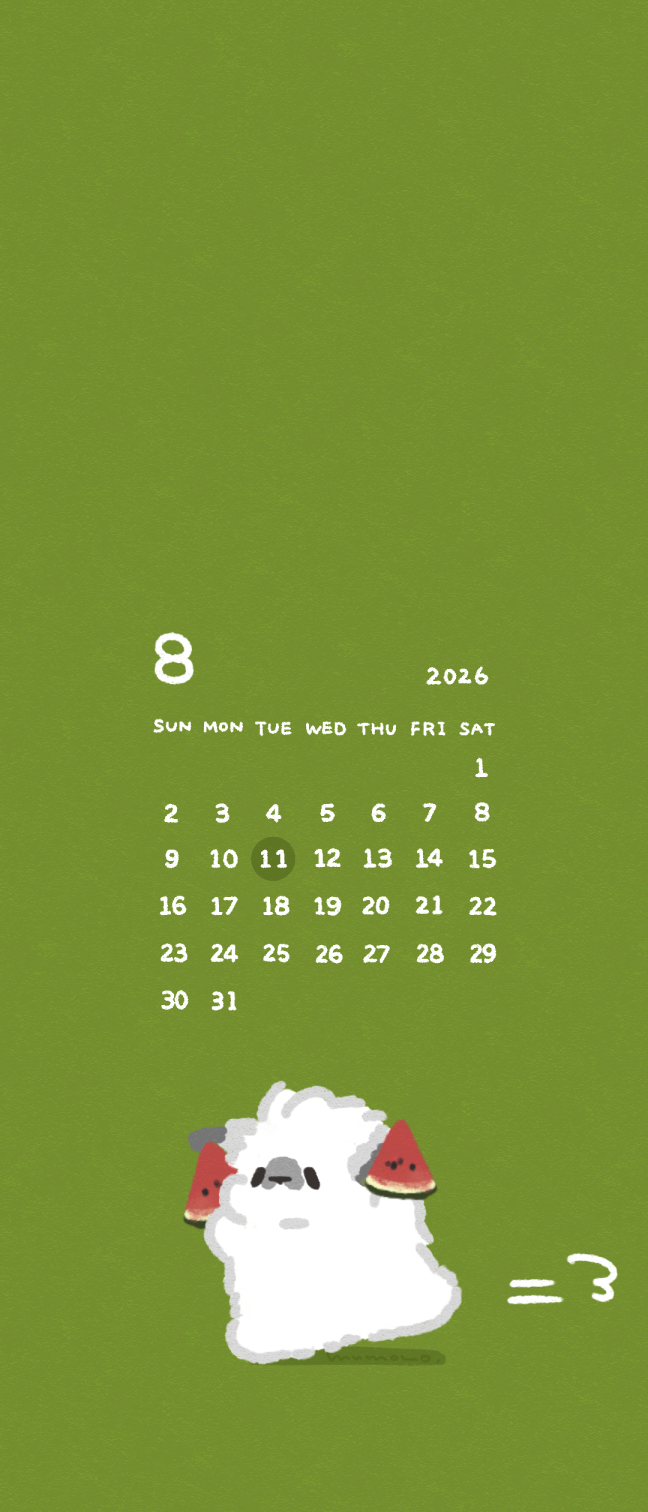 【待ち受け】8月のカレンダー