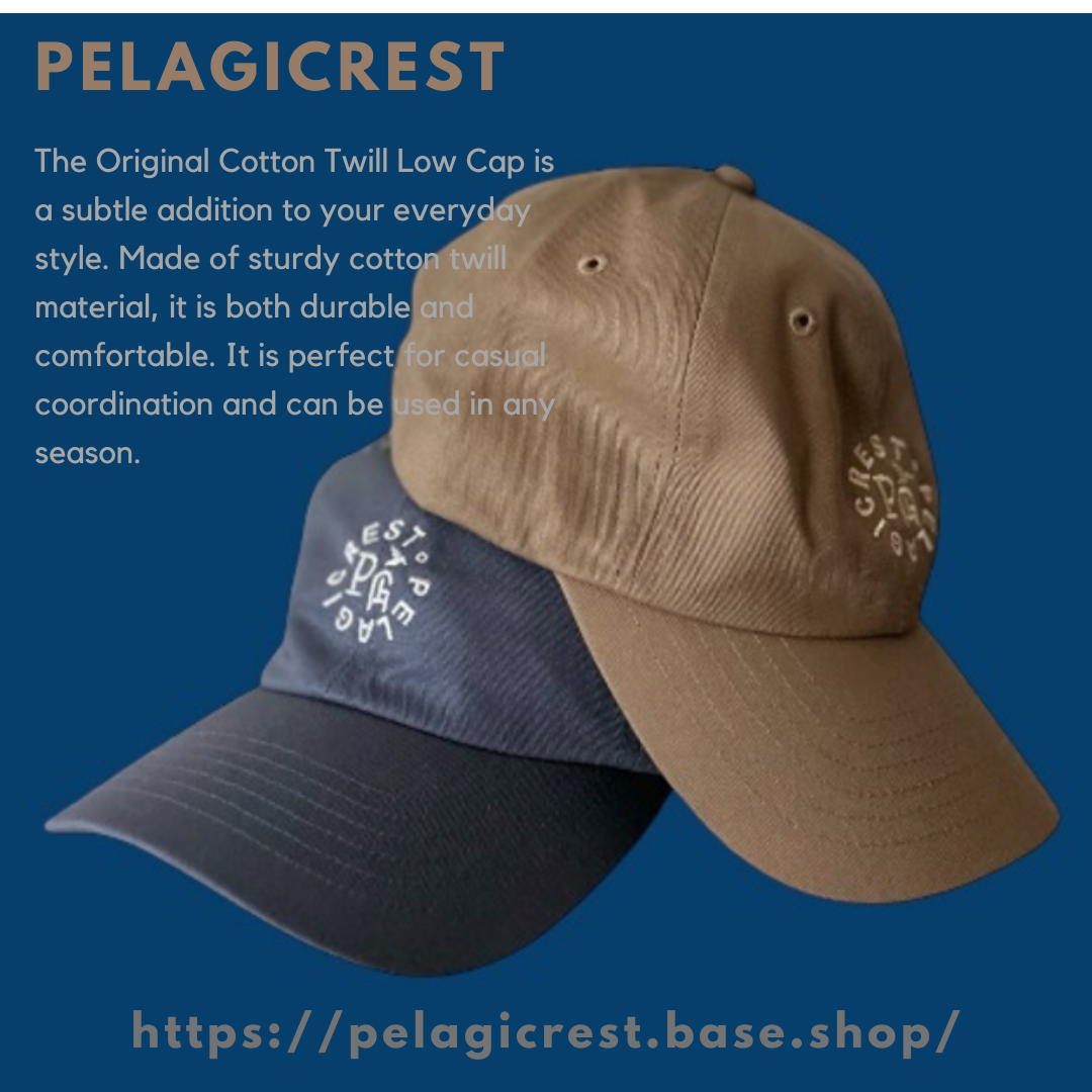 ステップアップしたスタイルに！PELAGICRESTコットン ツイル ロー キャップ